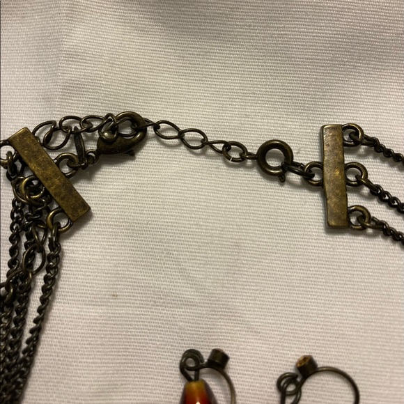 AVON Multi Strand Art Glass, Acrylic Beaded Necklace 16” 3” extender +earrings - Picture 5 of 12